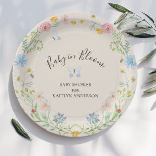 Assiettes En Carton Bébé en Fleur Fleur sauvage Floral Butterfly Douch