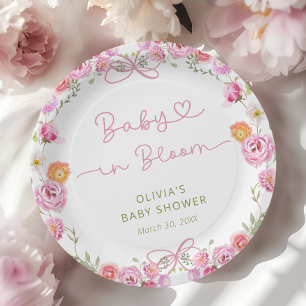 Assiettes En Carton Bébé en Fleur Floral Fille Baby shower