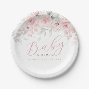 Assiettes En Carton Bébé Fille Fleur Rose en Fleur