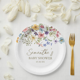 Assiettes En Carton Bébé Fleur Sauvage en Fleur Baby Shower