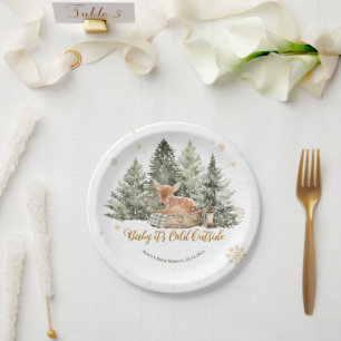 Assiettes En Carton Bébé froid à l'extérieur du Baby shower d'hiver de
