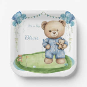 Assiettes En Carton Bébé garçon de golf sur green de putting