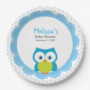 Assiettes En Carton Bébé Garçon grand souri Chouette souriante plaque