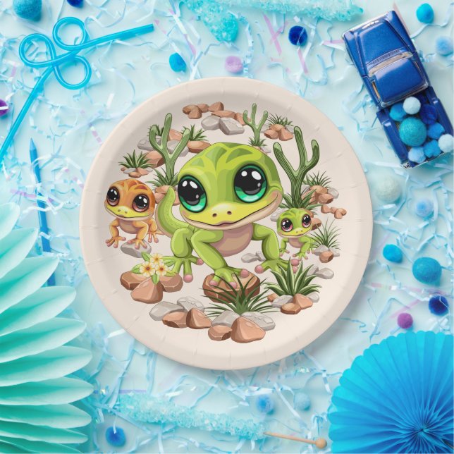 Assiettes En Carton Bébé Geckos jote personnages de dessin (Fête)