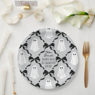 Assiettes En Carton Bébé gris Boo presque dû Fantômes et Black Bows