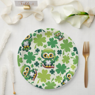 Assiettes En Carton Bébé Hibou Mignon St Patrick Dessin Animé