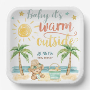 Assiettes En Carton Bébé il fait chaud dehors Baby Shower de plage