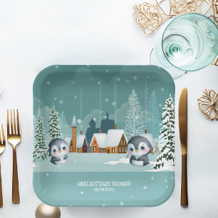 Assiettes En Carton Bébé Il fait froid à l’extérieur Baby shower fores