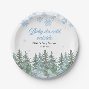 Assiettes En Carton Bébé il fait froid à l'extérieur Baby Shower d'hiv