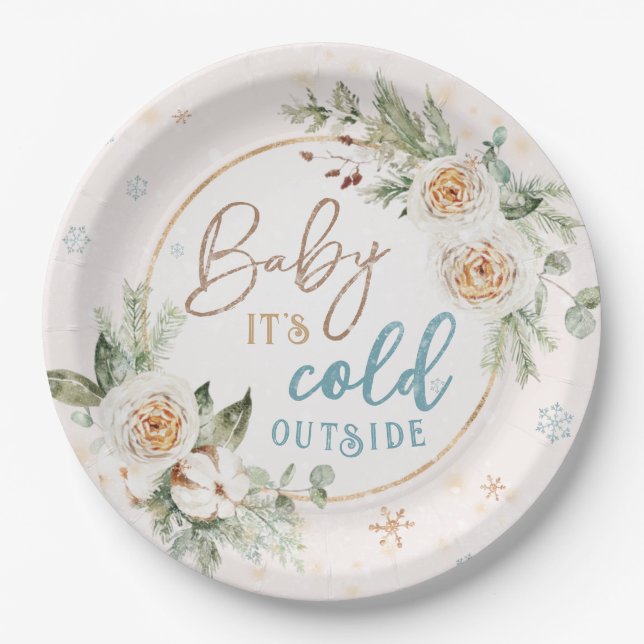 Assiettes En Carton Bébé Il fait froid dehors hiver Wonderland Douche (Devant)