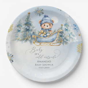 Assiettes En Carton Bébé Il fait froid dehors mignon Baby shower Ours
