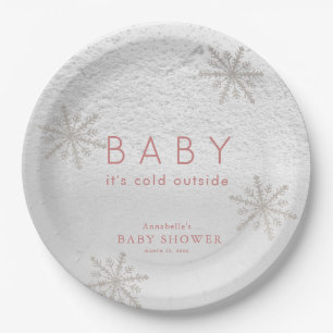 Assiettes En Carton Bébé Il fait froid dehors Snowflakes Baby shower r