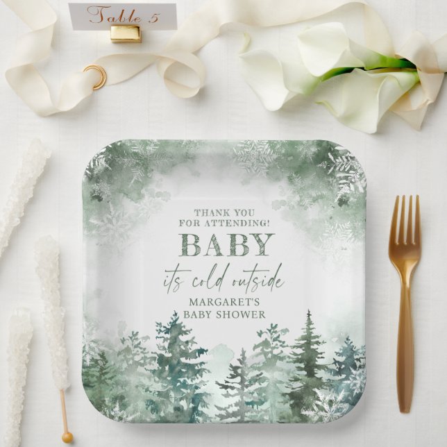 Assiettes En Carton Bébé Il fait froid dehors Wonderland d'hiver (Mariage)