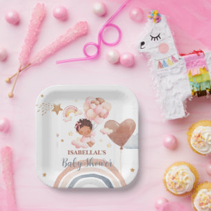 Assiettes En Carton Bébé lapin mignon baby shower pour enfants afro-am