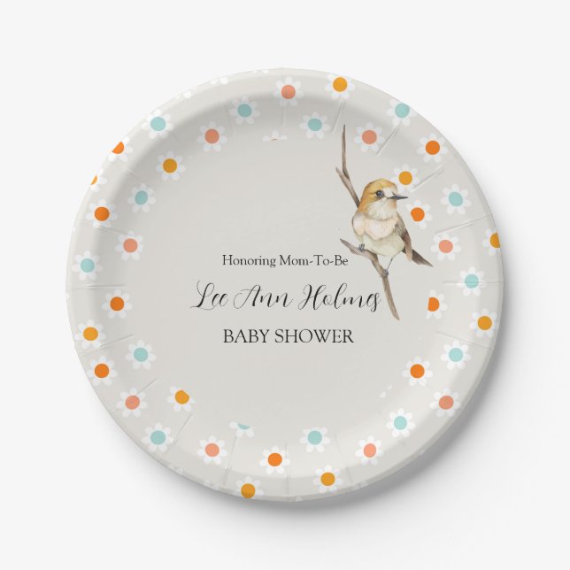 Assiettes En Carton Bébé mignon Baby shower de fleurs minuscules (Devant)