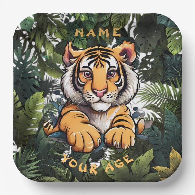 Assiettes En Carton Bébé mignon Lion enfants (Recto)