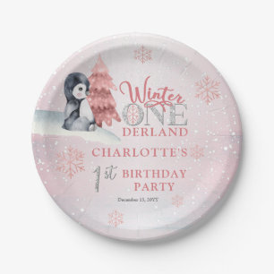 Assiettes En Carton Bébé mignon Pingouin hiver ONE derland 1er anniver