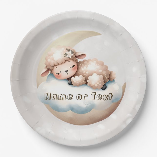 Assiettes En Carton Bébé mignonne dormant Animaux Belle fête (Devant)