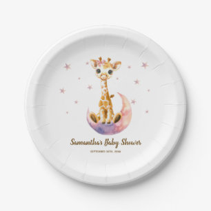 Assiettes En Carton Bébé mignonne fille Giraffe Baby shower d'aquarell