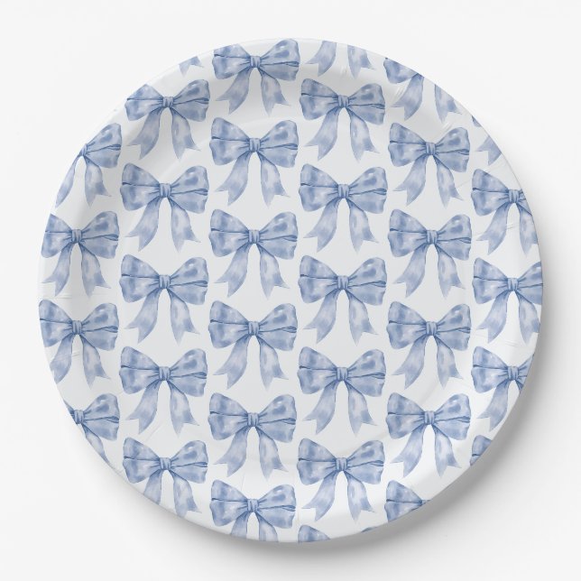 Assiettes En Carton Bébé ou Fête des mariées bleu, fête d'anniversaire (Devant)