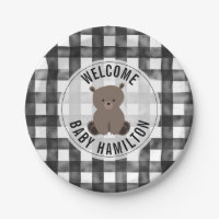 Bébé Ours Noir + Blanc En vichy Baby shower