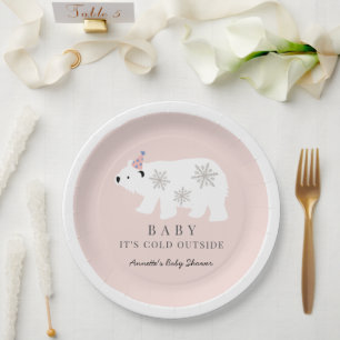 Assiettes En Carton Bébé Ours Polaire Il fait froid dehors Baby shower
