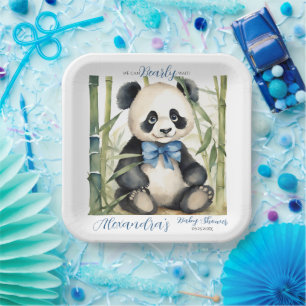 Assiettes En Carton Bébé Panda Ours Bearly Wait Boy Baby shower
