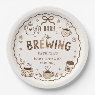 Assiettes En Carton Bébé prépare du café Fête de bébé de genre neutre