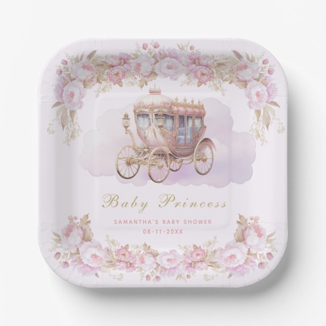 Assiettes En Carton Bébé princesse rose (Recto)