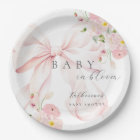 Bébé rose Bow En Fleur Baby shower Plaque Papier