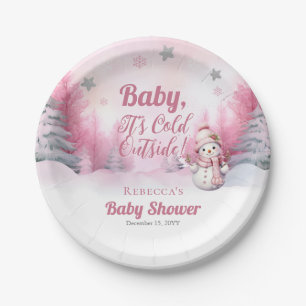 Assiettes En Carton Bébé rose C'est froid dehors Baby shower de fille 