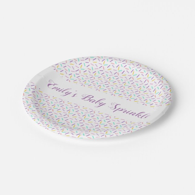 Assiettes En Carton Bébé saupoudré de plaques de fête personnalisées (Angle)