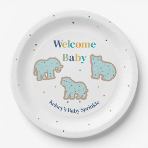 Assiettes En Carton Bébé Saupoudrer Animaux Cookies Baby shower garçon