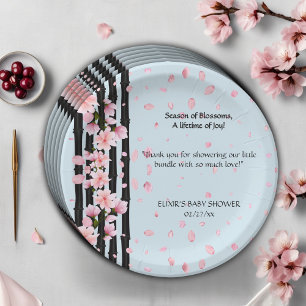 Assiettes En Carton Bébé Shower Fleurs de Cerisier Sakura Spring