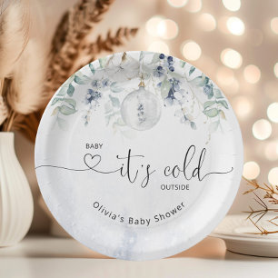 Assiettes En Carton Bébé son froid en dehors du baby shower d'eucalypt