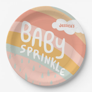 Assiettes En Carton BÉBÉ SPRINKLE Cute Nuages Rainbow Rain Rose Person