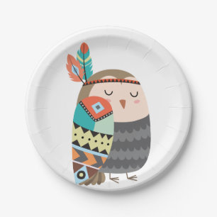Assiettes En Carton Bébé tribal de Boho d'anniversaire de forêt de