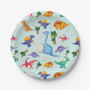 Assiettes En Carton Bébés Dinosaures mignons   Bébé