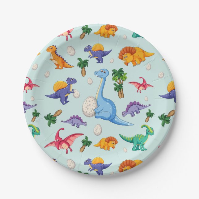 Assiettes En Carton Bébés Dinosaures mignons | Bébé (Devant)