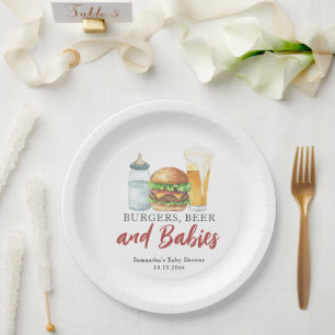 Assiettes En Carton Bébés, hamburgers et Baby shower de bière