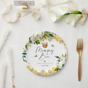 Assiettes En Carton Bee Baby shower Maman À Être Un Décor Neutre Pour