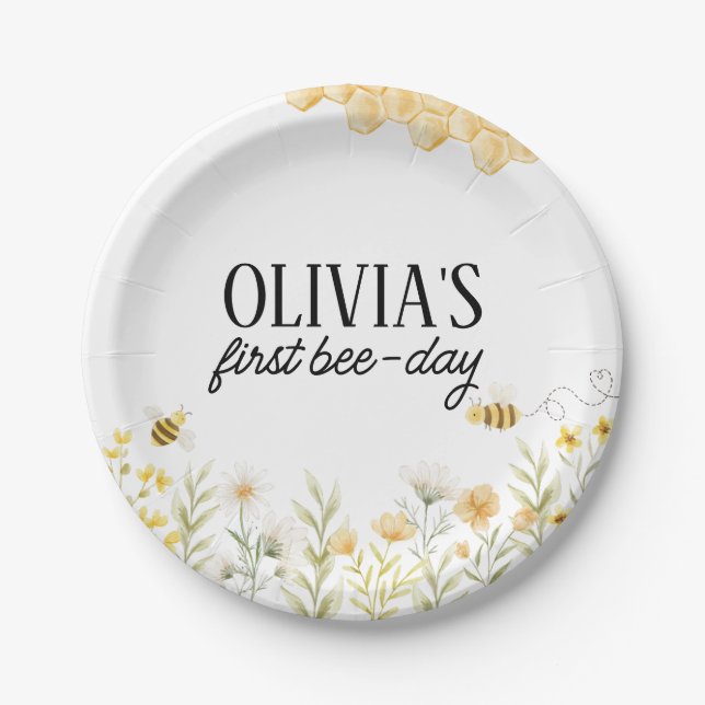Assiettes En Carton Bee Birthday (Devant)