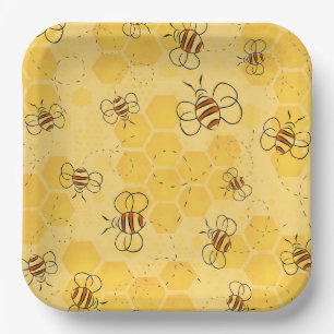 Assiettes En Carton Bee Buzzing Honey Bees mignonne