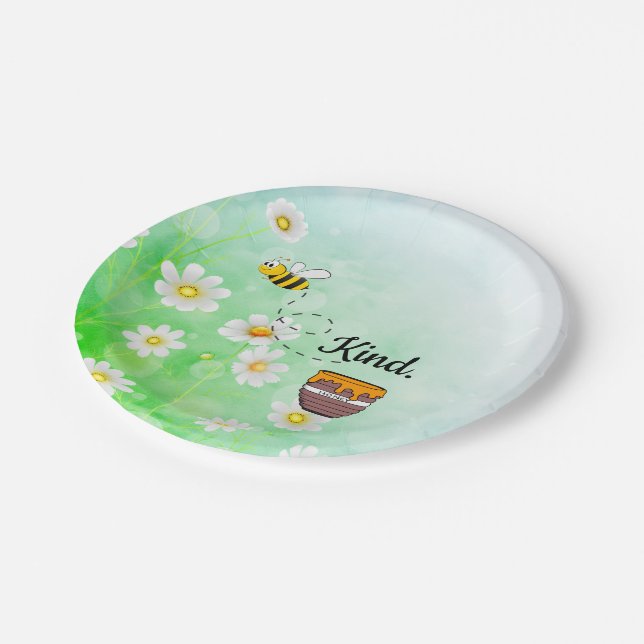 Assiettes En Carton Bee kind honey floral green insect (Angle)
