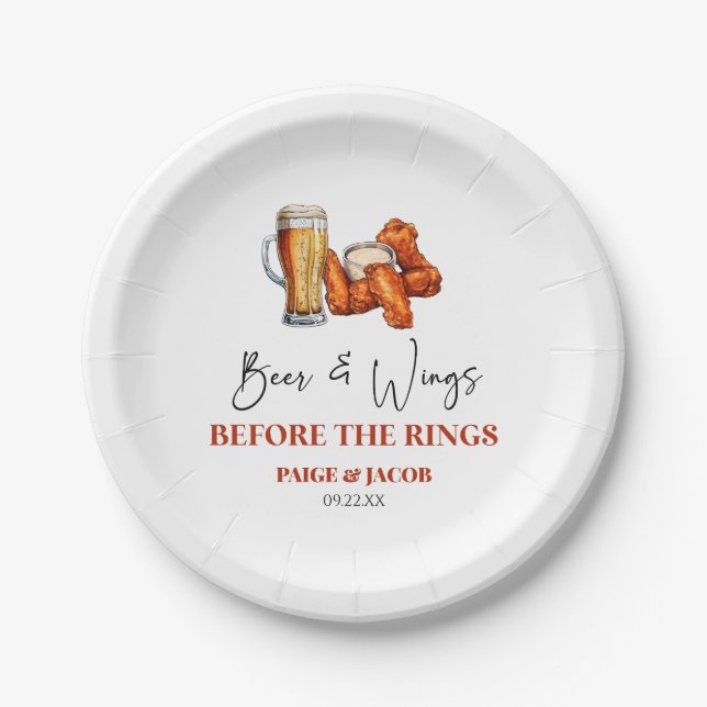 Assiettes En Carton Beer and Wings Before The Rings Rehearsal Dinner (Devant)