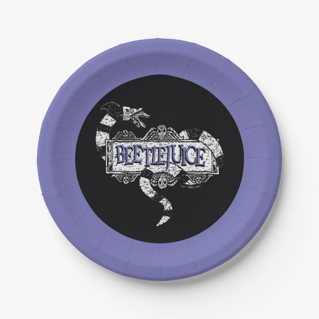 Assiettes En Carton Beetlejus | Vapeur de sable enroulé sur le logo Be (Devant)