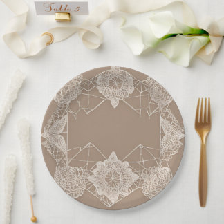 Assiettes En Carton Beige and white patterns AI art 
