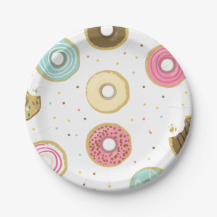 Assiettes En Carton Beignet rose de douche d'anniversaire de plaques 