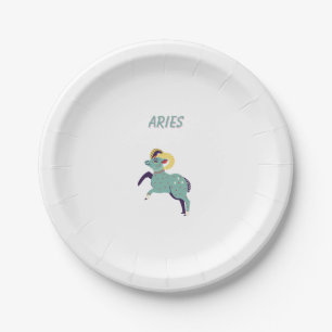 Assiettes En Carton Bélier rose, zodiaque, impression signe du zodiaqu