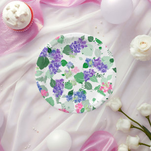 Assiettes En Carton Belle aquarelle Hydrangea Mix
